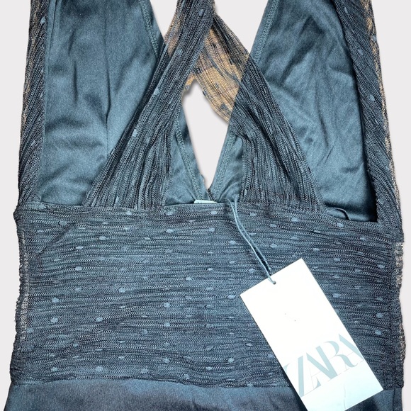 Zara Black Polkadot Lace Body Suit Leotard Small NWT - Picture 9 of 12